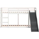  Krevet na kat s toboganom i ljestvama bijeli 90x200 cm borovina | shoptok.hr