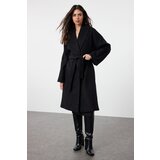 Trendyol Black Button Detailed Soft Textured Slit Oversize Coat | Eponuda.ba