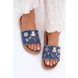 Boto Ladies Slippers With Golden Accents On Platform Navy Rigasta | Shoptok.si