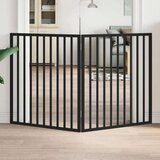 vidaXL Vrata za pse zložljiva 2 panela črna 160 cm topolovina | Shoptok.si
