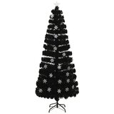  Božićno drvce s LED pahuljama crno 240 cm od optičkih vlakana | Eponuda.ba