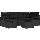 vidaXL 7-dijelni vrtni sofa set s jastučićima Crni poli ratan, 2-sjedni vrtni kauč s pohranom i jastučićima Crni poli ratan | shoptok.hr