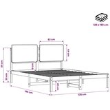  Krevetni okvir s tapiciranim uzglavljem Prirodna i tamnosiva - Prirodna i tamnosiva 120 x 190 cm | shoptok.hr