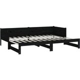  Dnevni ležaj na izvlačenje 2x(90x200) cm crni od borovine | shoptok.hr