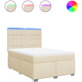 vidaXL Box spring postelja z vzmetnico krem 160x200 cm blago, (21321383) | Shoptok.si