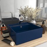 vidaXL Razkošen umivalnik kvadraten mat temno moder 41x41 cm keramika | Shoptok.si