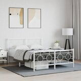 Maison Chic Kovinski Posteljni okvir - Dvoposteljna postelja - Zakonska postelja z vzglavjem in vznožjem bel 140x200 cm, (21696582) | Shoptok.si