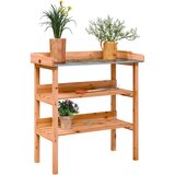 Furnova Miza za rastline s policami rjava 78x38x82,5 cm trden les jelke, (21920498) Cene