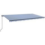 Tenda na ručno uvlačenje s LED svjetlom 600x350 cm plavo-bijela | shoptok.hr