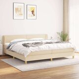  Box spring postelja z vzmetnico krem 200x200 cm blago, (20897614) Cene