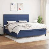  Box spring postelja z vzmetnico moder 200x200 cm blago, (20897343) Cene