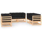The Living Store Vrtna sedežna garnitura 6-delna z blazinami trdna borovina - Vrtna Sedežna Garnitura, (21468774) | Shoptok.si