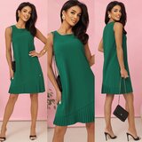 Numoco 308-4 KARINE - trapezoidal dress with asymmetrical pleat - green | shoptok.hr