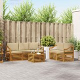  Set vanjskih sofa 6 kom. Prirodna i bež Čvrsto drvo akacije | shoptok.hr