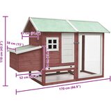  Kavez za kokoši smeđi 170x81x110 cm masivna borovina i jelovina | shoptok.hr