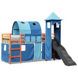 vidaXL Otroški pograd s stolpom moder 90x200 cm trdna borovina | Shoptok.si