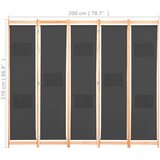 Sobna pregrada s 5 panela od tkanine 200 x 170 x 4 cm siva | Eponuda.com