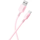 ADDAtech Kabel ADDA USB-200-LP, Fusion Charge+Data, USB-A na Type-C, 3.1A, Premium TPE, 1.2m, baby roza