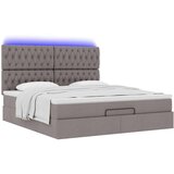vidaXL Otomanski krevet s madracem i LED smeđesivi 160x200cm tkanine | shoptok.hr