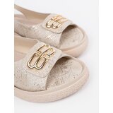GOODIN Flat sandals with taupe decoration | Shoptok.si
