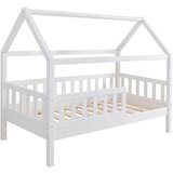 MID.YOU Postelja V Obliki Hiše Kay 80x160, Bor, Bela, Masivna | Shoptok.si
