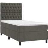  Box spring postelja z vzmetnico LED temno siva 90x200 cm žamet, (20789292) | Shoptok.si