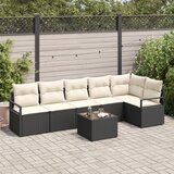 vidaXL 6-delni vrtni kavč set z blazinami rjav poly ratan | Shoptok.si