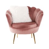 Kondela Art-deco fotelj, roza žametna tkanina/zlat krom-zlato, NOBLIN | Shoptok.si