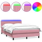 Box Spring krevet s madracem i LED ružičasti 160x220 cm baršun | shoptok.hr
