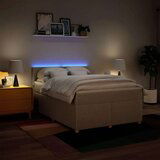 vidaXL Box spring postelja z vzmetnico krem 160x200 cm blago, (21308078) | Shoptok.si