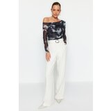 Trendyol Anthracite Tulle Lined Asymmetrical Collar Blouse | shoptok.hr