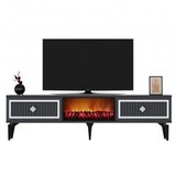 Hanah home flame fireplace - anthracite, silver anthracitesilver tv stand | ePonuda.com