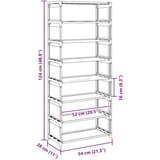 vidaXL Stalak za cipele 8 slojeva sivi 54x28x124 cm netkana tkanina | shoptok.hr