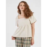 JDY Beige Women's Linen Top Say - Women