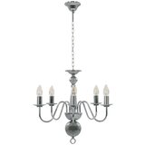 vidaXL Lestenec srebrn 5 x E14 žarnice | Shoptok.si