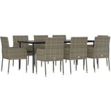  9-dijelni vrtni blagovaonski set crno-sivi od poliratana | shoptok.hr