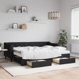  Dnevni krevet na razvlačenje s ladicama crni 80x200 cm tkanina | shoptok.hr