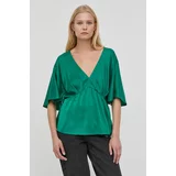 Notes Du Nord Bluza s dodatkom svile za žene, boja: zelena, glatka