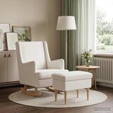  Fotelja s footstoolom 2 kom. Krem Bouclé 60 x 79 x 87,5 cm | shoptok.hr
