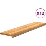 vidaXL podloge za stopnice 12 kosov rjave 110x30x2 cm trdna hrastovina Cene