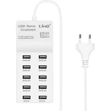 Omrežni polnilec USB, 10 vrat, 50 W stenska vticnica, hitro polnjenje, - bel, (20917918)