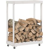  Držač za cjepanice s kotačima bijeli 76,5x40x108 cm od borovine | Eponuda.ba