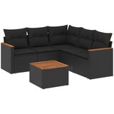  6-dijelni set vrtnih sofa s jastucima crni od poliratana | shoptok.hr