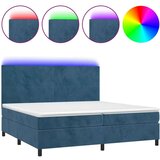  Box spring s madracem LED tamnoplavi 200x200 cm baršun | shoptok.hr