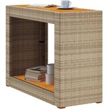  Vrtni bočni stolić s drvenom pločom bež 100x40x75 cm poliratan | shoptok.hr