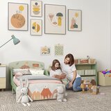 Kinder Home Dječji krevet s zaštitom od pada, drveni, podmatračna rama 70 x 140 cm, Forest | shoptok.hr