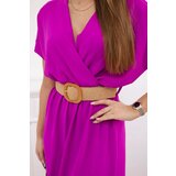 Kesi Włoski Long dress with a decorative belt dark purple | Shoptok.si