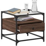  Stolić sa staklenom površinom boja hrasta 50 x 50 x 45 cm čelik | shoptok.hr