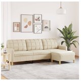 vidaXL Kavč trosed s stolčkom za noge krem 210 cm blago cene