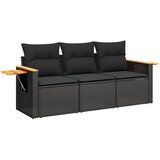  The Living Store Vrtna sedežna garnitura 3-delna z blazinami črn poli ratan - Vrtna Sedežna Garniture, (21459880) | Shoptok.si